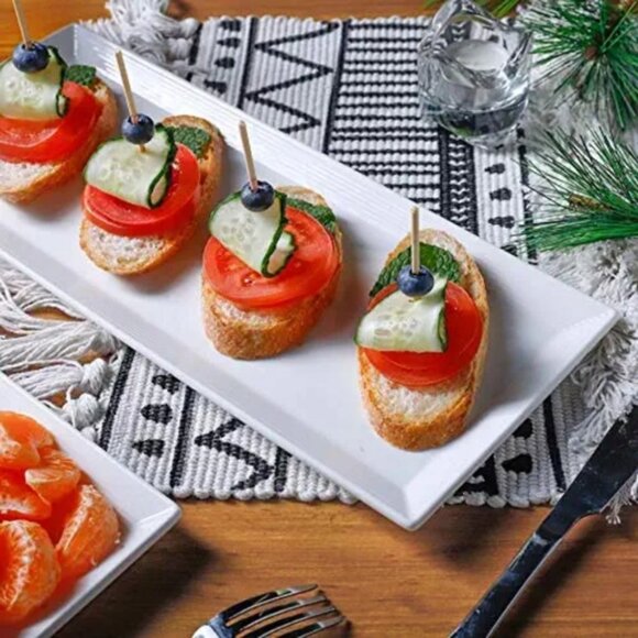 Krockery Porcelain White Rectangular Serving Plates | Set of 4 - Picture 6 of 6